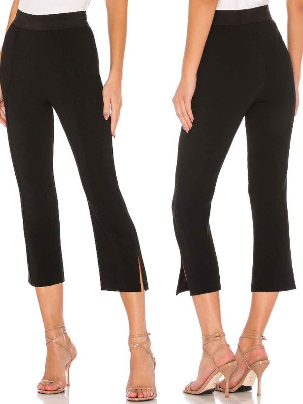 CINQ A SEPT Atticus Pants Black Cropped Side Slit Minimalist Career Chic Size 0